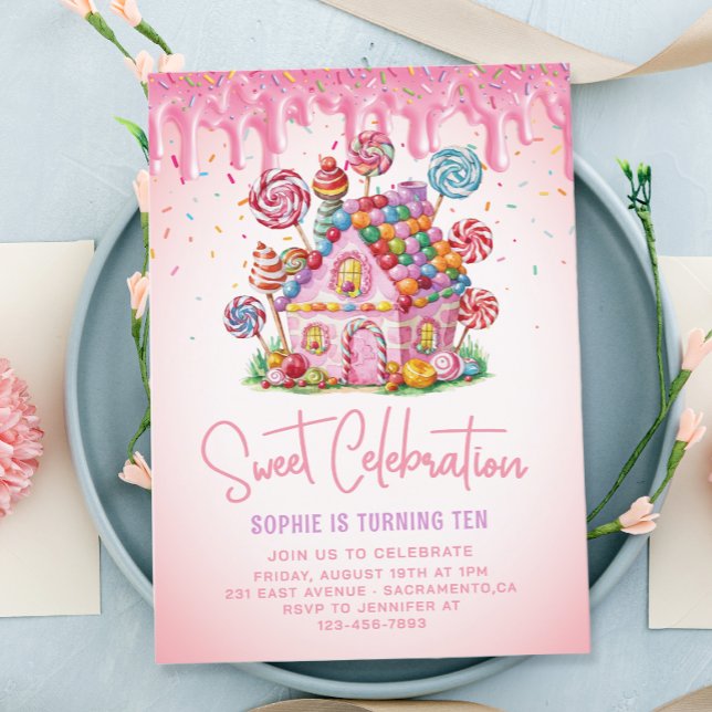 Candyland Sweet Celebration Kids Birthday Party Invitation (Creator Uploaded)