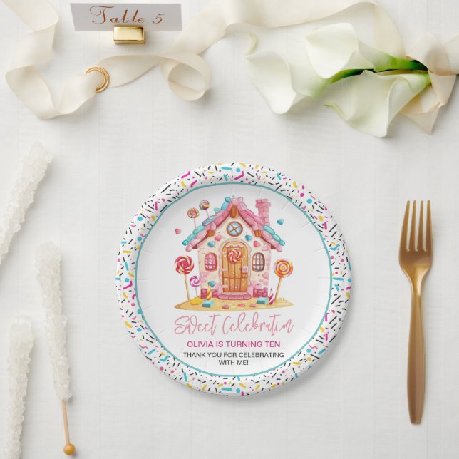 Candyland Sweet Celebration Kids Birthday Party Paper Plate (Wedding)