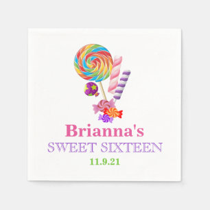 Candyland Theme Sweet 16 Personalised Napkin