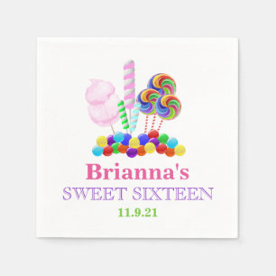 Candyland Theme Sweet 16 Personalised Napkin