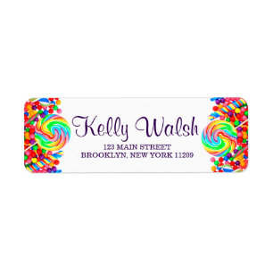 Candyland Theme Sweet 16 Return Address Labels