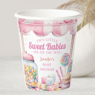 Candyland Twins Baby Shower Pink Girl Paper Cup