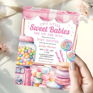 Candyland Twins Baby Shower Pink Sweet Girls Invitation