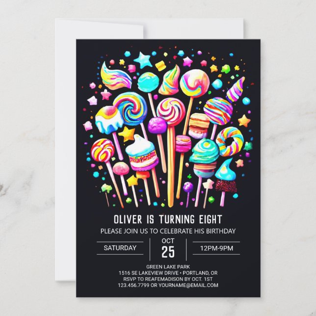 Candyland Whimsical Birthday Invitation (Front)