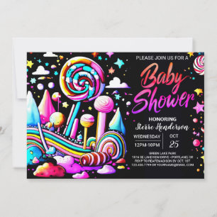 Candyland Whimsy Editable Baby Shower Invitation