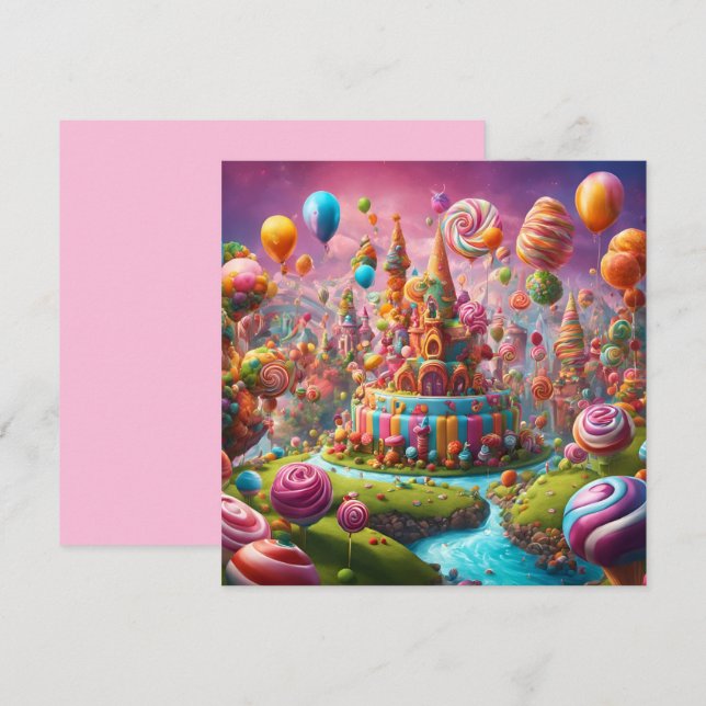 Candyland's birthday cake invitation (Front/Back)