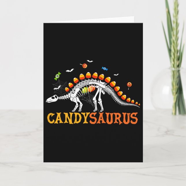 Candysaurus Candy Corn Dinosaur Skeleton Happy Hal Card (Front)