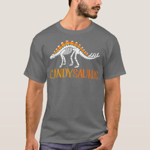 Candysaurus Lazy Halloween Costume Funny Dinosaur T-Shirt