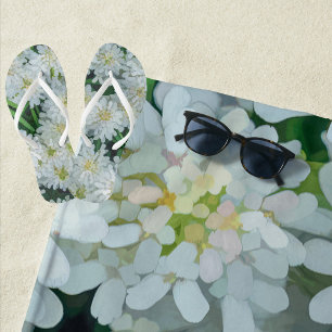 Candytuft White Flower Graphic Beach Towel