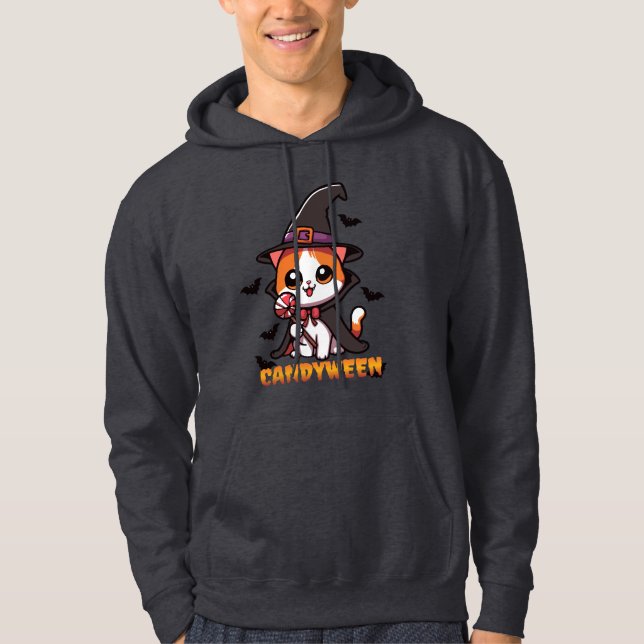 candyween - cat witch halloween hoodie (Front)