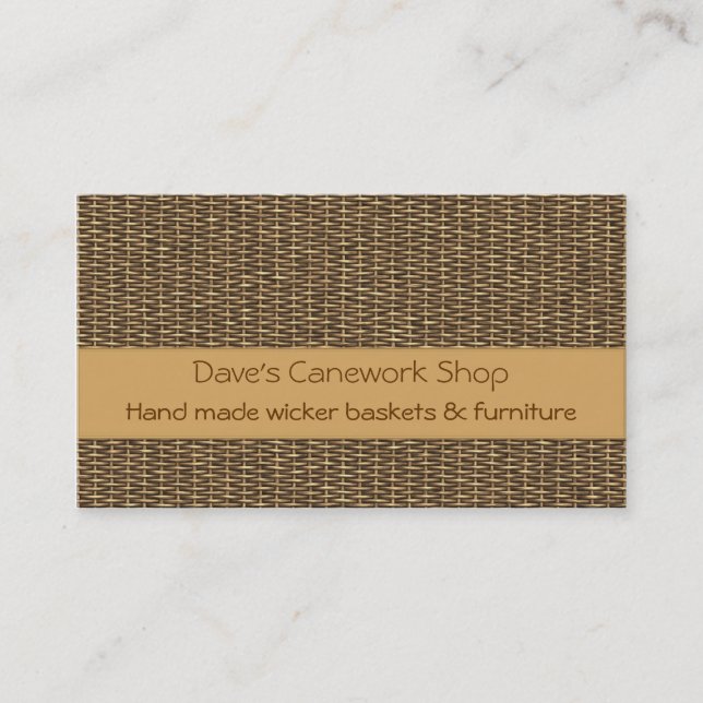 Cane basketry splint weave business card (Front)
