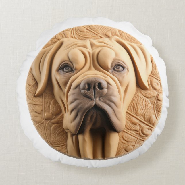 Cane Corso 3D Inspired Round Cushion (Front)