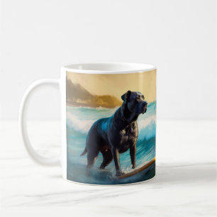 Cane Corso Beach Surfing Painting Coffee Mug