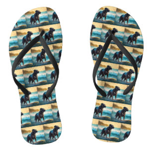 Cane Corso Beach Surfing Painting Flip Flops