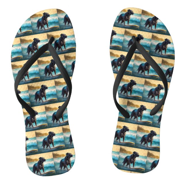 Cane Corso Beach Surfing Painting Flip Flops (Footbed)