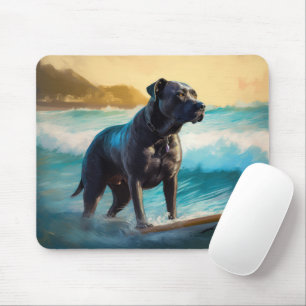 Cane Corso Beach Surfing Painting Mouse Mat