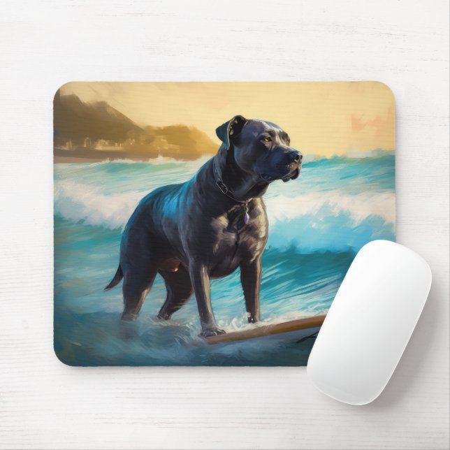 Cane Corso Beach Surfing Painting Mouse Mat (With Mouse)