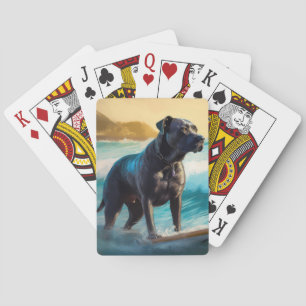 Cane Corso Beach Surfing Painting Playing Cards