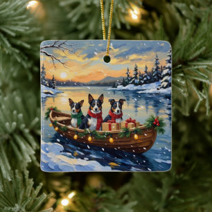 Cane Corso Christmas Boat Holiday Ceramic Ornament