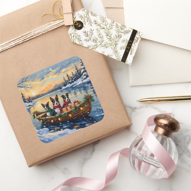 Cane Corso Christmas Boat Holiday Square Sticker (Gifting)