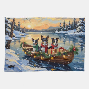 Cane Corso Christmas Boat Holiday Tea Towel