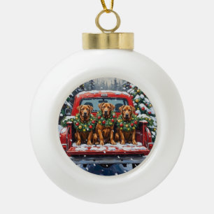 Cane Corso Christmas Red Truck Holiday Ceramic Ball Christmas Ornament