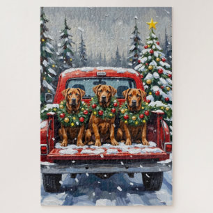 Cane Corso Christmas Red Truck Holiday Jigsaw Puzzle