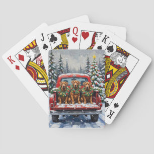 Cane Corso Christmas Red Truck Holiday Playing Cards