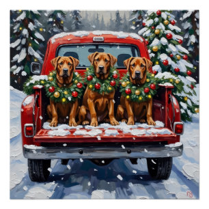 Cane Corso Christmas Red Truck Holiday Poster
