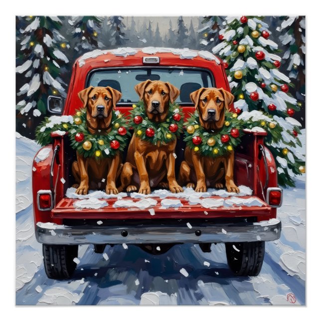 Cane Corso Christmas Red Truck Holiday Poster (Front)