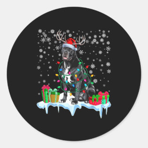 Cane Corso Christmas Santa Hat Reindeer Pajama Dog Classic Round Sticker