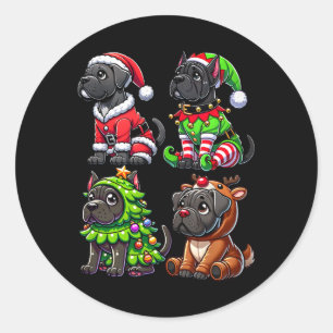 Cane Corso Christmas Tree Santa Elf Costume Dog 1  Classic Round Sticker