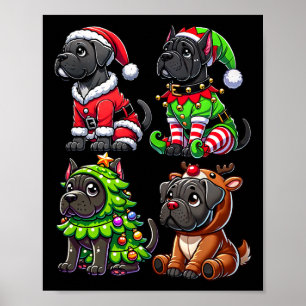 Cane Corso Christmas Tree Santa Elf Costume Dog 1  Poster