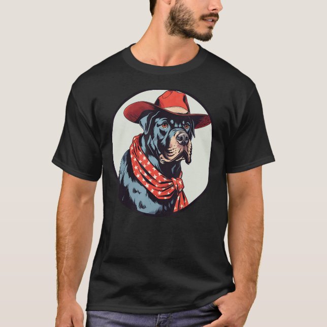 Cane Corso Cowboy Funny Dog Wild West T-Shirt (Front)
