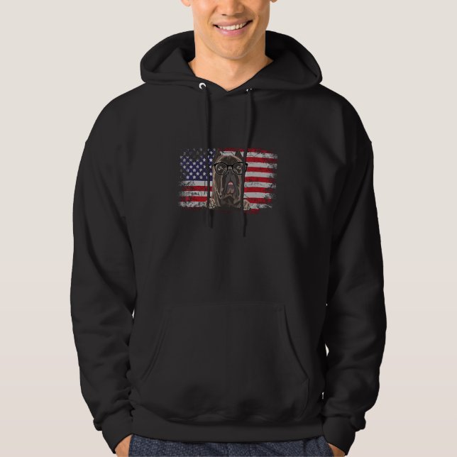 Cane Corso Dog   American Flag 4th of July Hoodie (Front)