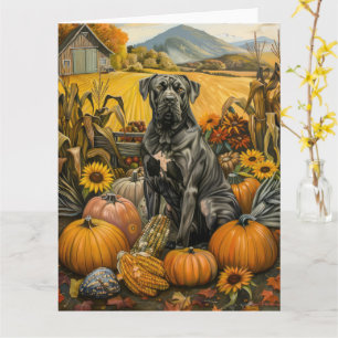 Cane Corso Dog Autumn Harvest Thanksgiving Card