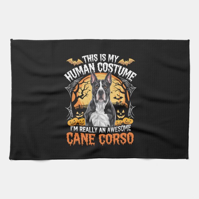 Cane Corso Dog Awesome Costume Halloween Tea Towel (Horizontal)