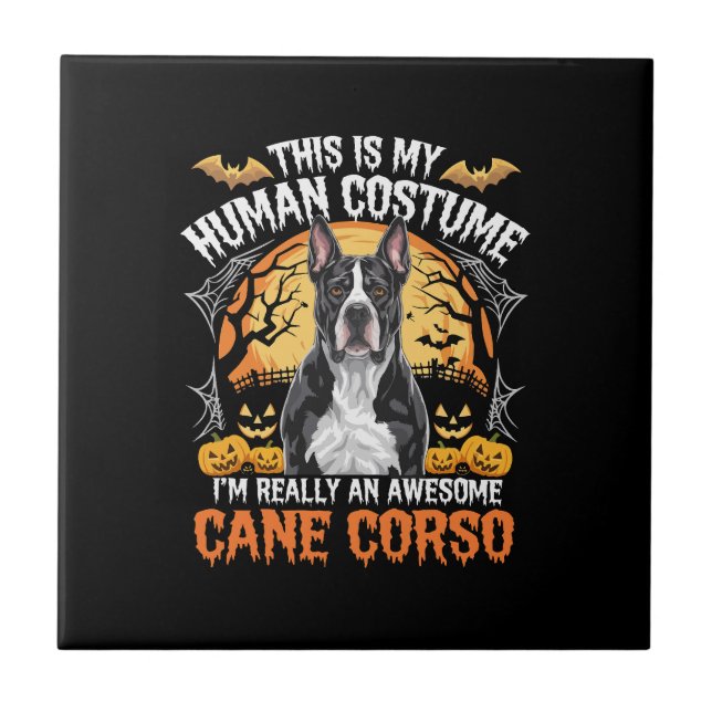 Cane Corso Dog Awesome Costume Halloween Tile (Front)