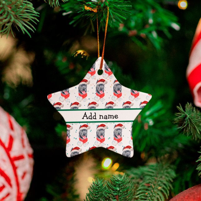 Cane Corso Dog Breed Christmas Stars Ceramic Tree Decoration (Creator Uploaded)