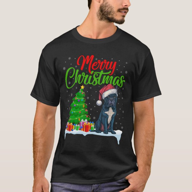 Cane Corso Dog Christmas Tree Lights Funny Xmas Do T-Shirt (Front)