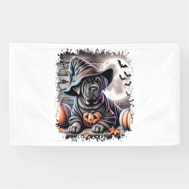 Cane Corso Dog Halloween Banner (Horizontal)