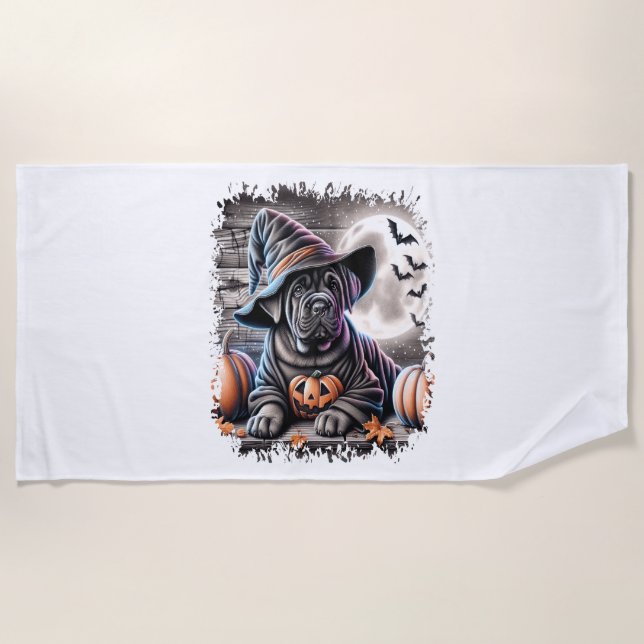 Cane Corso Dog Halloween Beach Towel (Front)