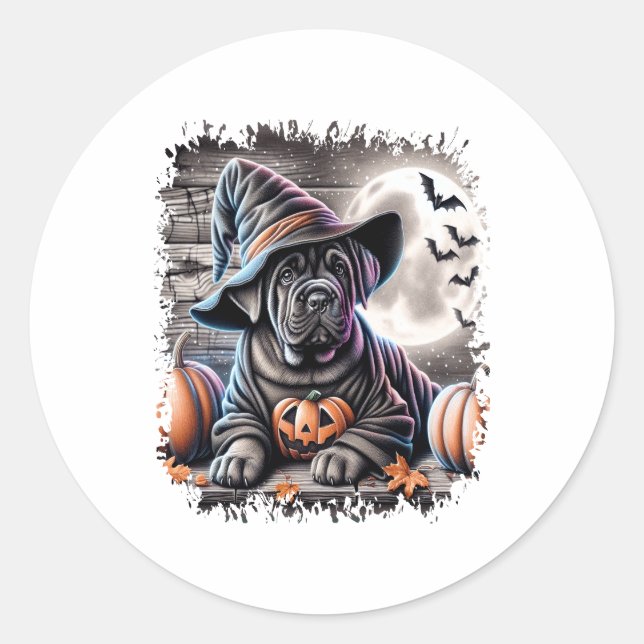 Cane Corso Dog Halloween Classic Round Sticker (Front)