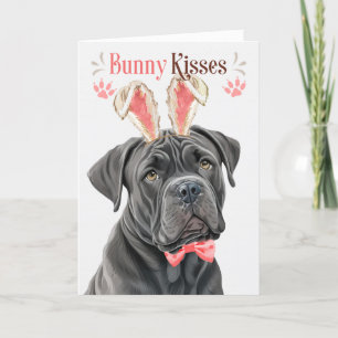 Cane Corso Dog in Bunny Ears for Easter Holiday Card