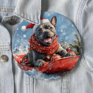 Cane Corso Dog in Sledge Let it Snow Christmas 6 Cm Round Badge
