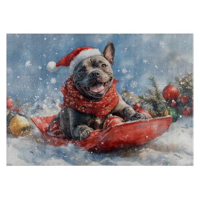 Cane Corso Dog in Sledge Let it Snow Christmas Cutting Board (Front)