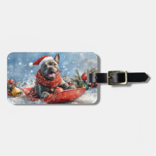 Cane Corso Dog in Sledge Let it Snow Christmas Luggage Tag