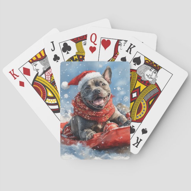 Cane Corso Dog in Sledge Let it Snow Christmas Playing Cards (Back)