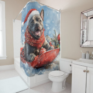 Cane Corso Dog in Sledge Let it Snow Christmas Shower Curtain