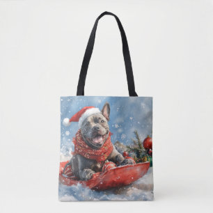 Cane Corso Dog in Sledge Let it Snow Christmas Tote Bag
